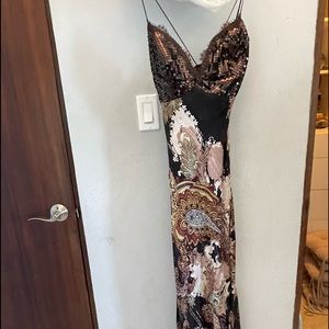 Formal dress with sequins and silk like fabric